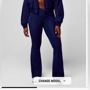 Fabletics Oasis PureLuxe High-Waisted Crossover Flare in Navy. Size L